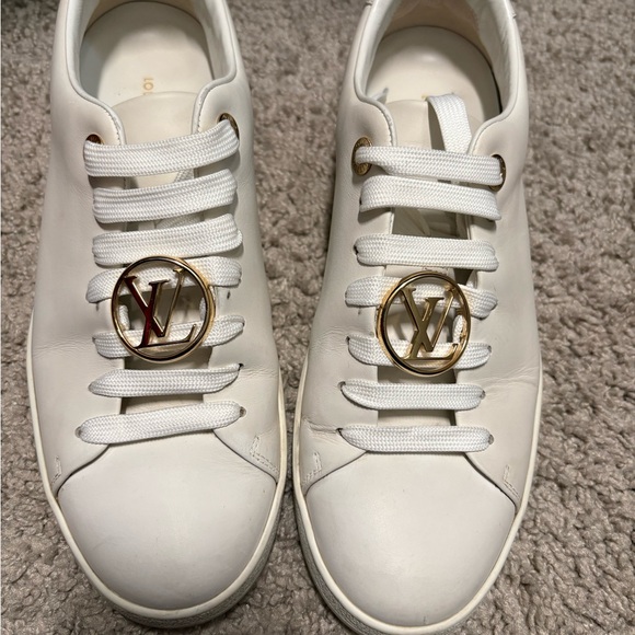 Louis Vuitton White and Gold Women's Sneakers - Picture 1 of 7